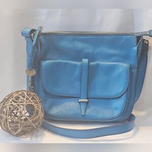 FOSSIL Blue Leather Crossbody Bag